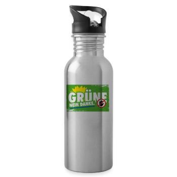 Grüne - Nein Danke. - Trinkflasche mit integriertem Trinkhalm - Lightsilver - Rechts