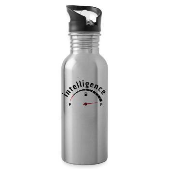 Intelligence(Lustige Sprüche) - Trinkflasche mit integriertem Trinkhalm - Lightsilver - Rechts