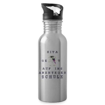 Auf ins Abenteuer Schule - Trinkflasche mit integriertem Trinkhalm - Lightsilver - Rechts