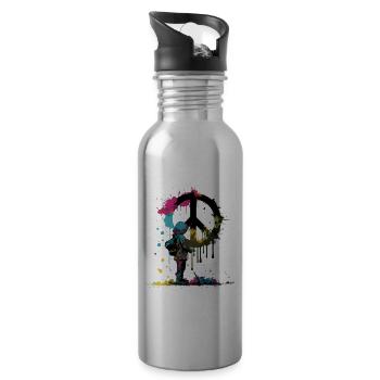 Peace - Water bottle with straw - silver - Right