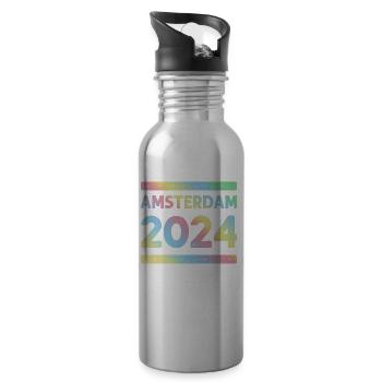 Amsterdam 2024 Colorful Holiday Team - Water bottle with straw - silver - Right