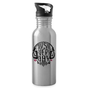 Musik jeden Tag, Musikliebhaber Musiker Geschenk - Trinkflasche mit integriertem Trinkhalm - Lightsilver - Rechts