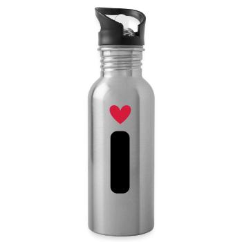 "I" mit Herzchen - Trinkflasche mit integriertem Trinkhalm - Lightsilver - Rechts