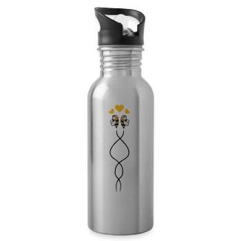 Bees Love - Water bottle with straw - silver - Right