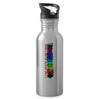 Love Hurts sometimes - Water bottle with straw - silver - Right