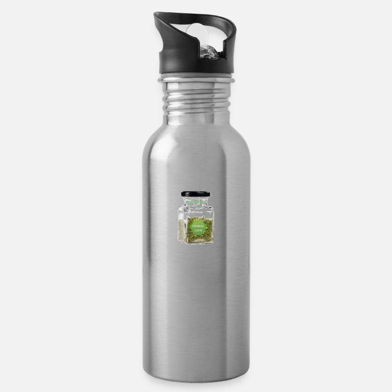 Pfefferminze - Trinkflasche mit integriertem Trinkhalm - Lightsilver