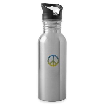 Cadeau paix et liberté pour l’Ukraine - Gourde avec paille intégrée - argent clair - Droite