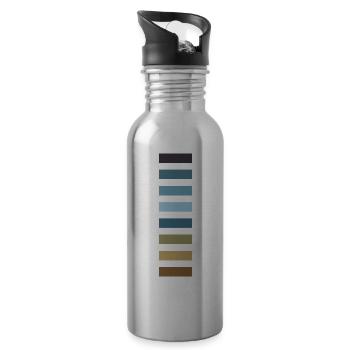 Shades of blue brown - Water bottle with straw - silver - Right