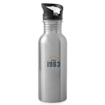 Vintage Legendary since 1983 Birthday Retro - Water bottle with straw - silver - Right