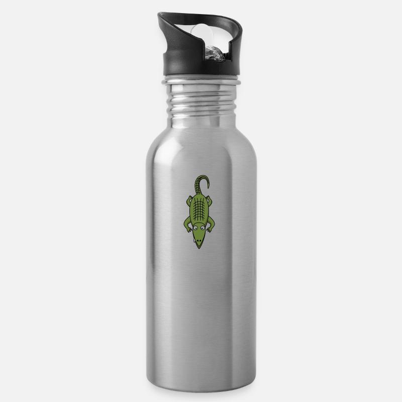 kroko 84 - Trinkflasche mit integriertem Trinkhalm - Lightsilver