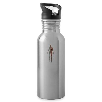 skeleton skelett bones knochen skull schaedel140 - Trinkflasche mit integriertem Trinkhalm - Lightsilver - Rechts