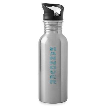 Hanover Germany City Font Skyline Home - Water bottle with straw - silver - Right
