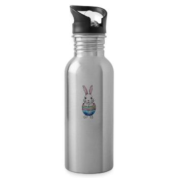 Osterhase Ostern Wasserfarben - Trinkflasche mit integriertem Trinkhalm - Lightsilver - Rechts
