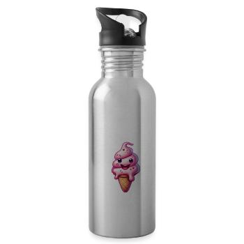 Smiling Ice Cream Creation - Water bottle with straw - silver - Right