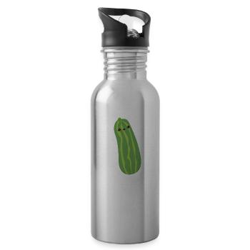 Gurke - Trinkflasche mit integriertem Trinkhalm - Lightsilver - Rechts