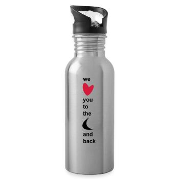 we love you to the moon and back - Trinkflasche mit integriertem Trinkhalm - Lightsilver - Rechts