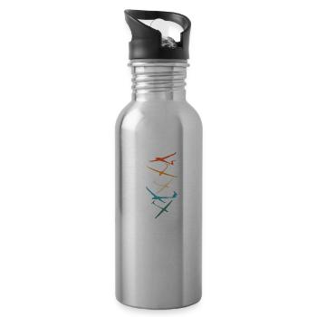 Segelflugzeuge | Segelflug Pilot Thermik Geschenke - Trinkflasche mit integriertem Trinkhalm - Lightsilver - Rechts