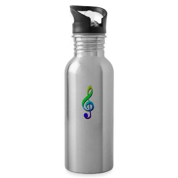 Notenschlüssel | Musik | Klang - Trinkflasche mit integriertem Trinkhalm - Lightsilver - Rechts