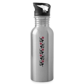 roses II - Gourde avec paille intégrée - argent clair - Droite