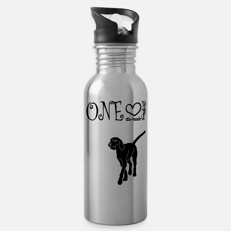 bracke hund - Trinkflasche mit integriertem Trinkhalm - Lightsilver