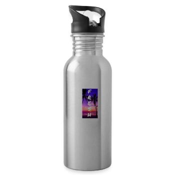 Fresh inscription - Water bottle with straw - silver - Right