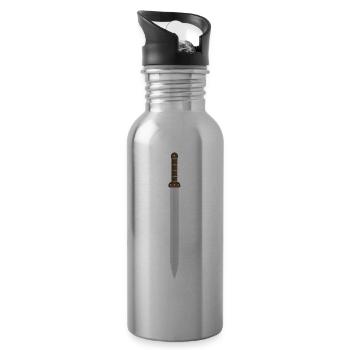 vikings wickinger warrior vikingboat boot8 - Water bottle with straw - silver - Right