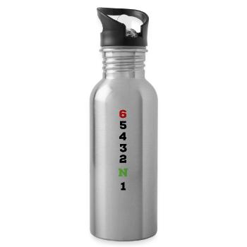 Gangschaltung Geschenk Motorrad Bike Biker Motor - Trinkflasche mit integriertem Trinkhalm - Lightsilver - Rechts
