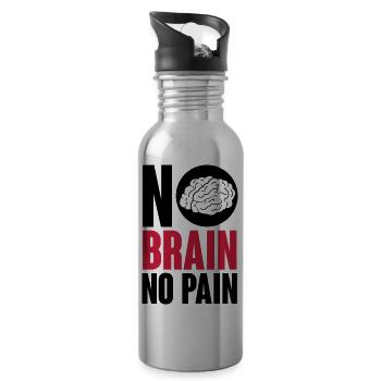 No brain no pain - Trinkflasche mit integriertem Trinkhalm - Lightsilver - Rechts