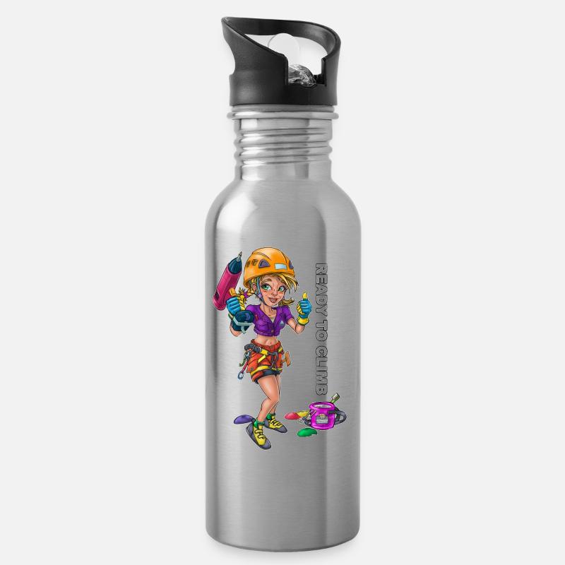 Bereit 00 zu klettern - Trinkflasche mit integriertem Trinkhalm - Lightsilver