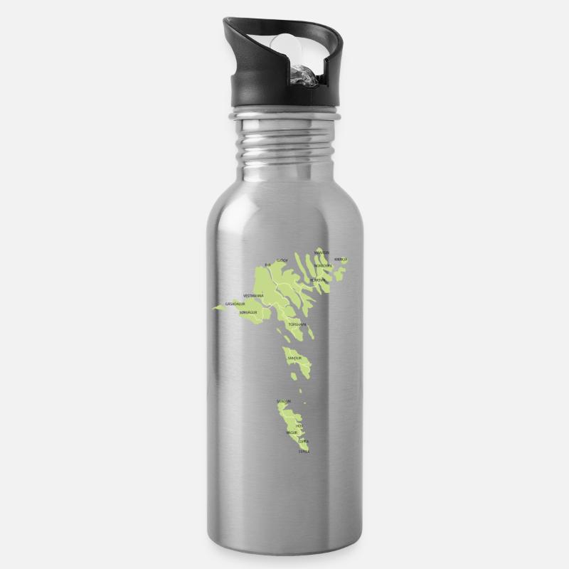 Färöer Inseln - Trinkflasche mit integriertem Trinkhalm - Lightsilver