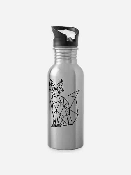 Fox | Fox | polygons - Water bottle with straw - silver