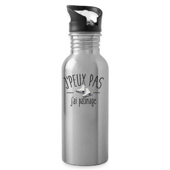Je peux pas j'ai patinage - Gourde avec paille intégrée - argent clair - Droite