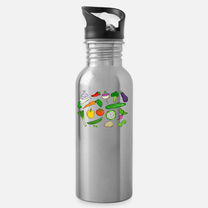 Gemüse - Trinkflasche mit integriertem Trinkhalm - Lightsilver