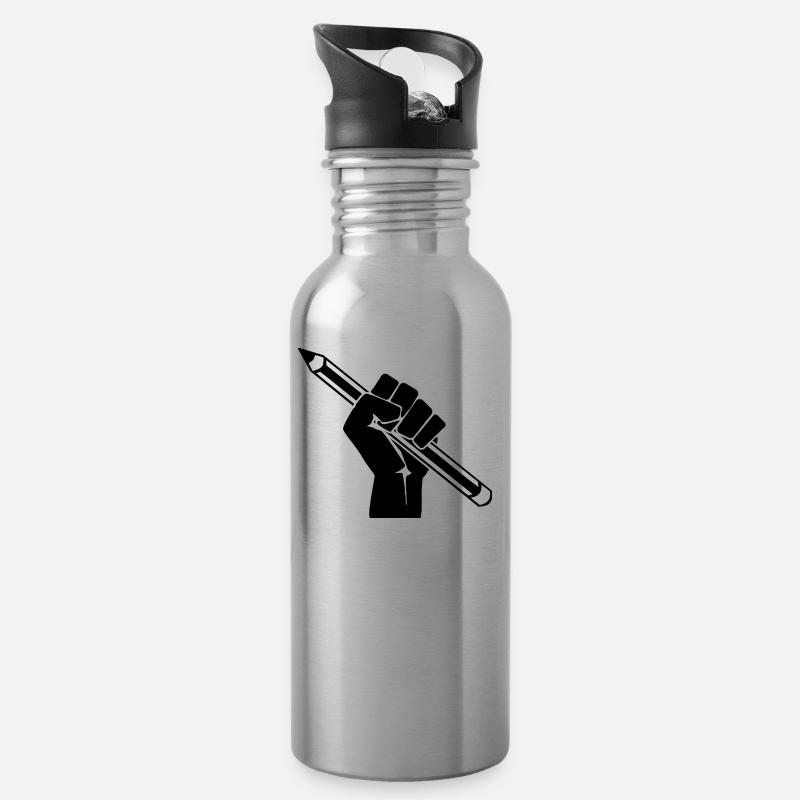 Revolution - Trinkflasche mit integriertem Trinkhalm - Lightsilver