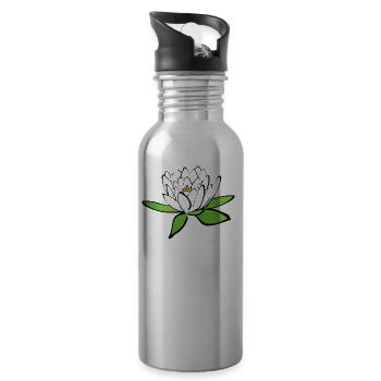 fleur de lotus - Gourde avec paille intégrée - argent clair - Droite
