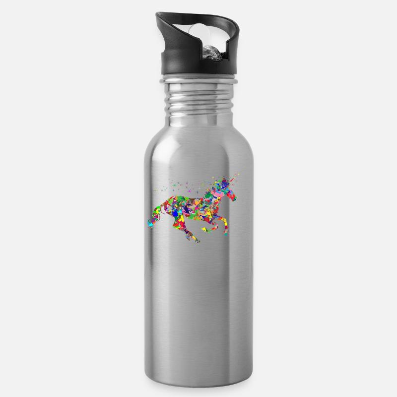 Licorne en couleur - Gourde avec paille intégrée - argent clair