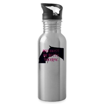 Pferd Pferde Reiten Reiterin Reitsport Geschenk - Trinkflasche mit integriertem Trinkhalm - Lightsilver - Rechts