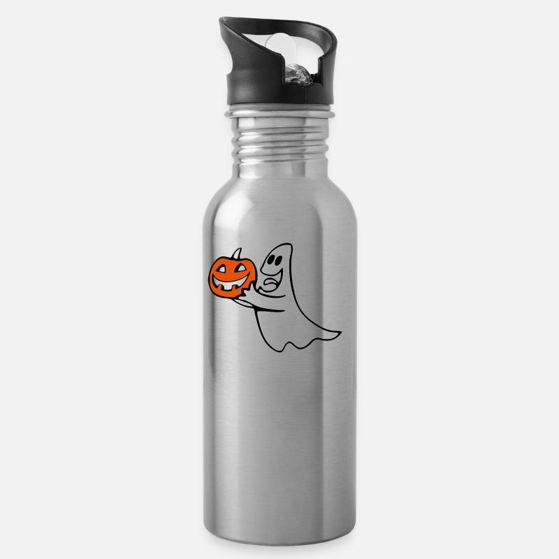 Ghost - Trinkflasche mit integriertem Trinkhalm - Lightsilver