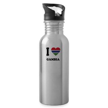 j'aime pays d'origine, présente GAMBIE - Gourde avec paille intégrée - argent clair - Droite