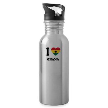 i love home land geschenk GHANA - Trinkflasche mit integriertem Trinkhalm - Lightsilver - Rechts