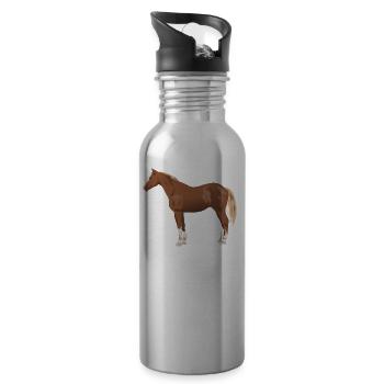 cheval - Gourde avec paille intégrée - argent clair - Droite