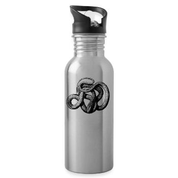 Snake Illustration Terrarium Reptilien - Trinkflasche mit integriertem Trinkhalm - Lightsilver - Rechts