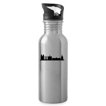 Brüssel Skyline - Trinkflasche mit integriertem Trinkhalm - Lightsilver - Rechts