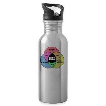 T-Shirt Geschenk Idee Weihnachten Lustig Nerd - Trinkflasche mit integriertem Trinkhalm - Lightsilver - Rechts