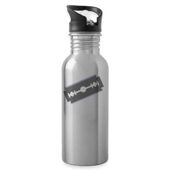 Rasierklinge Schneiden Schnitt abschneiden 2c - Trinkflasche mit integriertem Trinkhalm - Lightsilver - Rechts