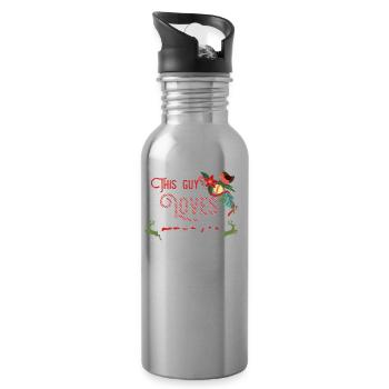 Weihnachten Guy Love Christmas Xmas Geschenk - Trinkflasche mit integriertem Trinkhalm - Lightsilver - Rechts
