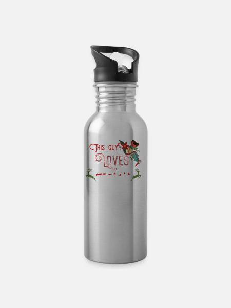 Noël Guy Amour de Noël cadeau de Noël - Gourde avec paille intégrée - argent clair