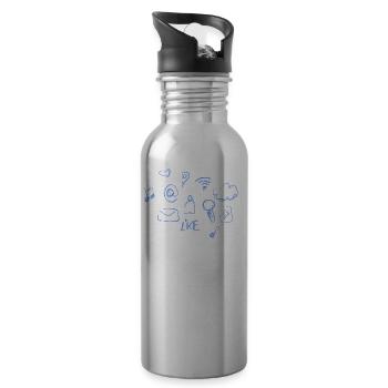 Social media - Water bottle with straw - silver - Right