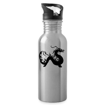 Drache geschlängelt - Trinkflasche mit integriertem Trinkhalm - Lightsilver - Rechts