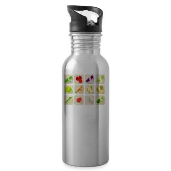paprika chilli chili pepper citrus veggie vegetable - Water bottle with straw - silver - Right